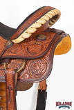 15 In HILASON Western Horse Floral Ranch Roping American Leather Saddle Brown