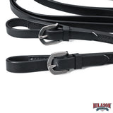 Hilason Genuine Black Leather Horse Reins with Buckle Ends – Durable & Adjustable Riding Tack