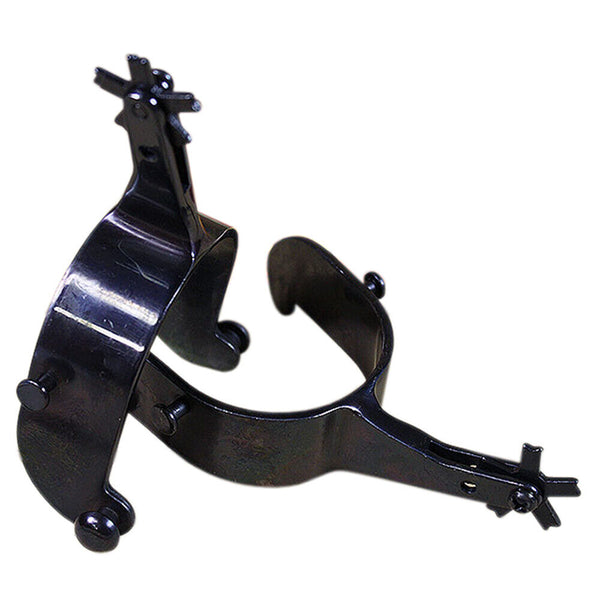 Black Steel men's Bull Spur 5 Points Rowel Cowboy Rodeo Hilason - Uhorse