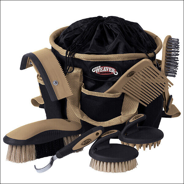Black Tan Weaver Leather W. Tk. H. Grooming Kit Bag by Hilason – Cowboy and equestrian accessories