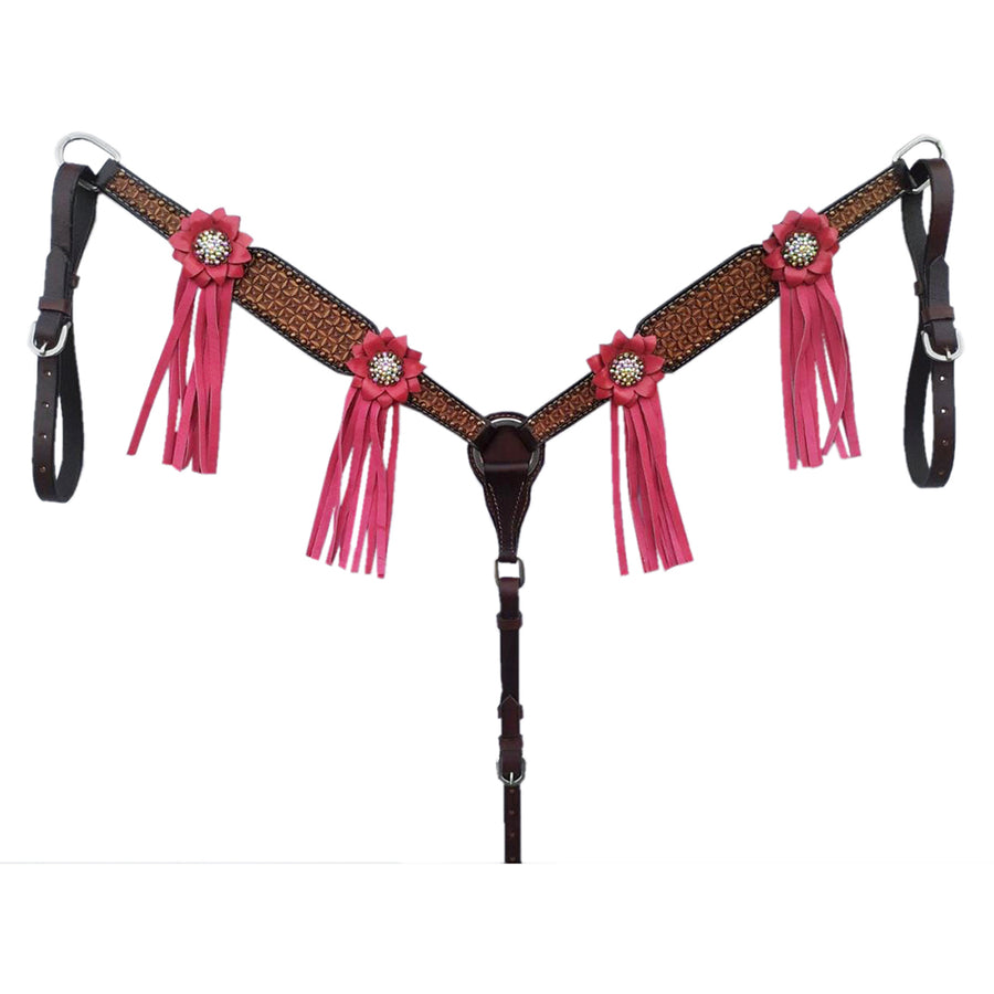 HILASON Western Horse Breast Collar Tack American Leather Hand Tooled Brown - Uhorse