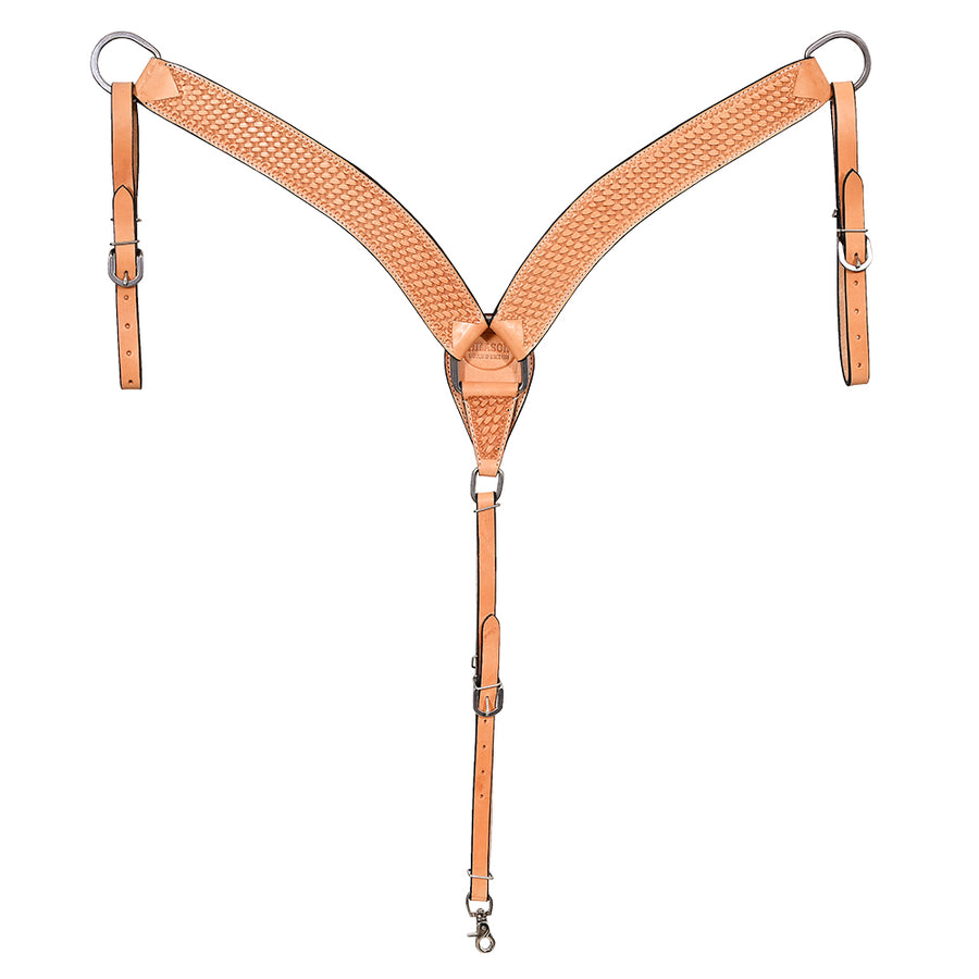 HILASON Western Horse Breast Collar Tack Genuine American Leather Basket Weave Tan - Hilason