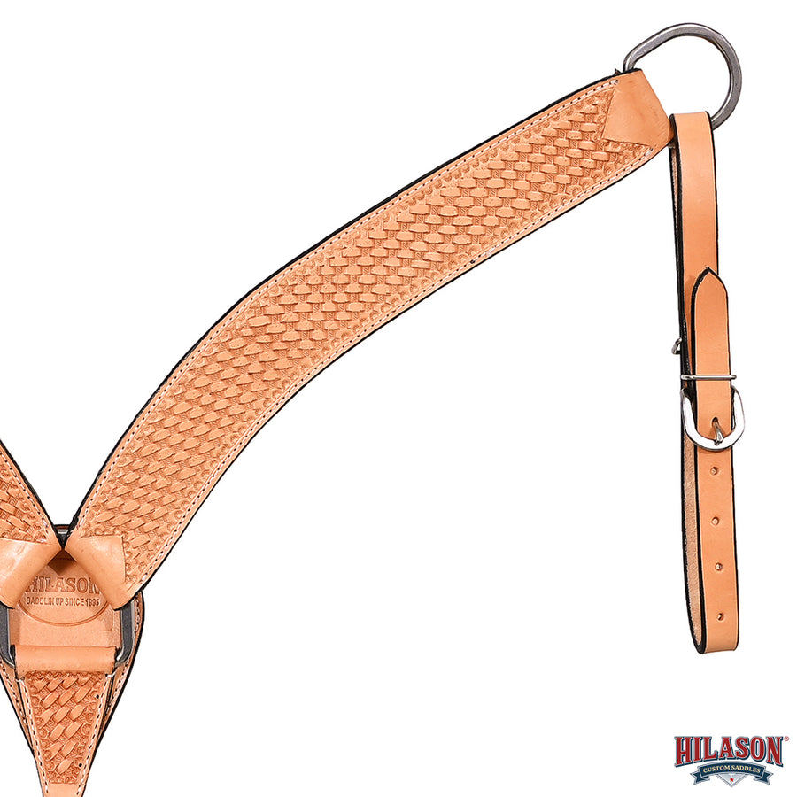 HILASON Western Horse Headstall Breast Collar Set Genuine American Leather Basket Weave Tan | For Horses