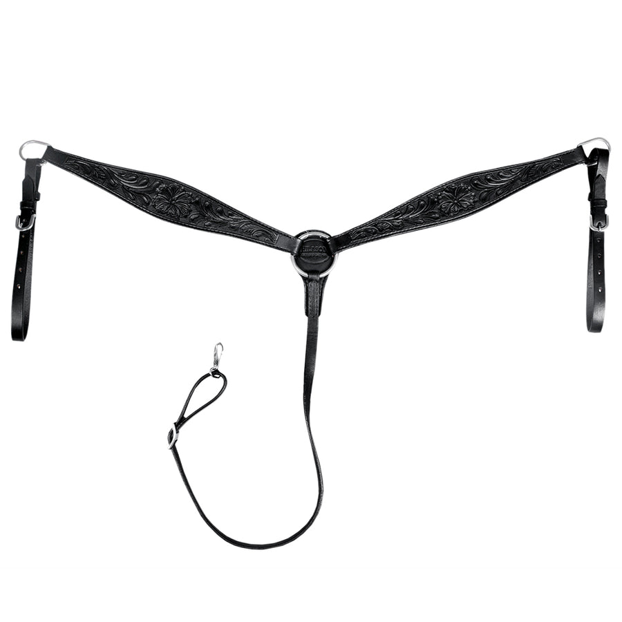 HILASON Western Horse Breast Collar Genuine American Leather Floral Black - Uhorse