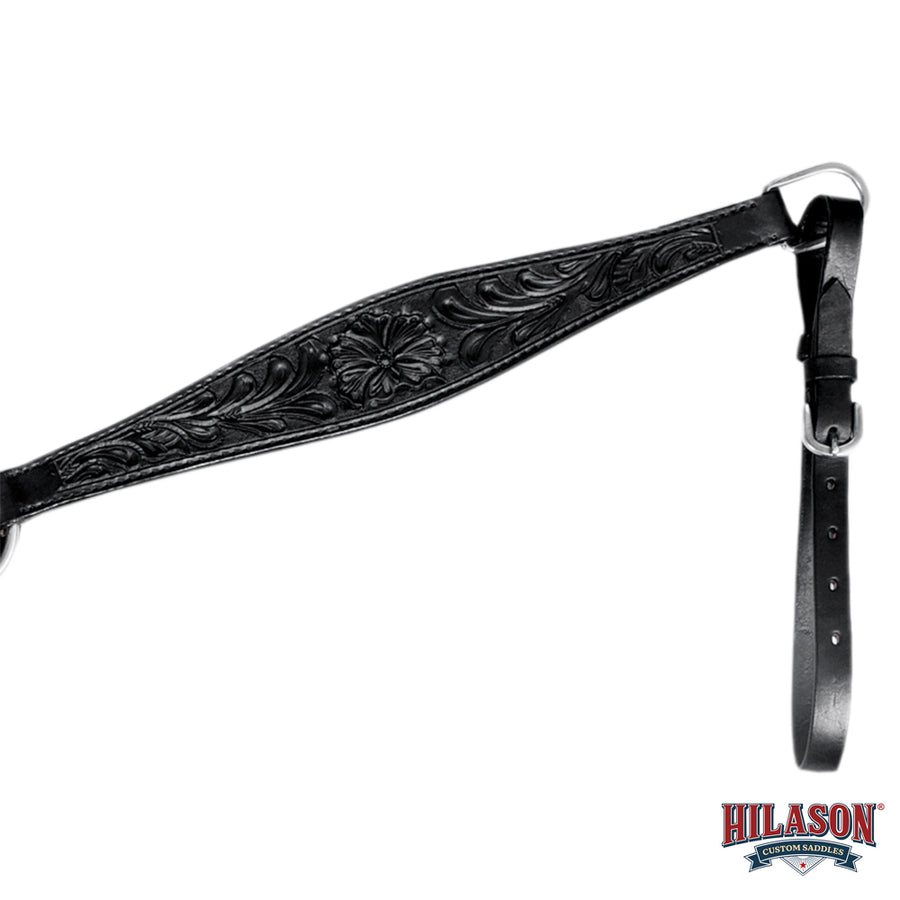 HILASON Western Horse Headstall Breast Collar Genuine American Leather Floral Black