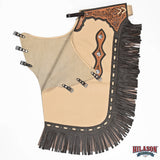 HILASON Western Pro Rodeo Bronc Bull Riding Leather Chinks | Handmade Chaps for Adults Hand Tooled Adult