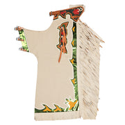 HILASON Bronc Bull Riding Genuine Leather Rodeo Western Chaps White Green Base | for Men and Women Unisex