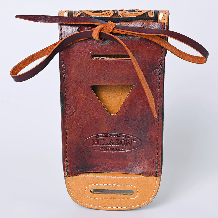 Hilason Basketweave Floral Cell Phone Case Tan American Leather