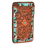 Hilason Western Stylish Floral Hand Tooled Genuine Leather Smartphone Cell Phone Holder - Uhorse