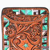 Hilason Western Stylish Floral Hand Tooled Genuine Leather Smartphone Cell Phone Holder