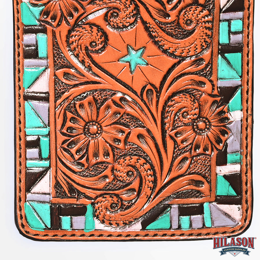 Hilason Western Stylish Floral Hand Tooled Genuine Leather Smartphone Cell Phone Holder