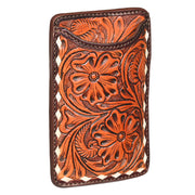 Hilason Western Stylish Floral Hand Tooled Genuine Leather Smartphone Cell Phone Holder