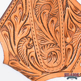 HILASON Leather Floral Hand Carved Stylish Cell Phone Holder Smartphone Case Tan
