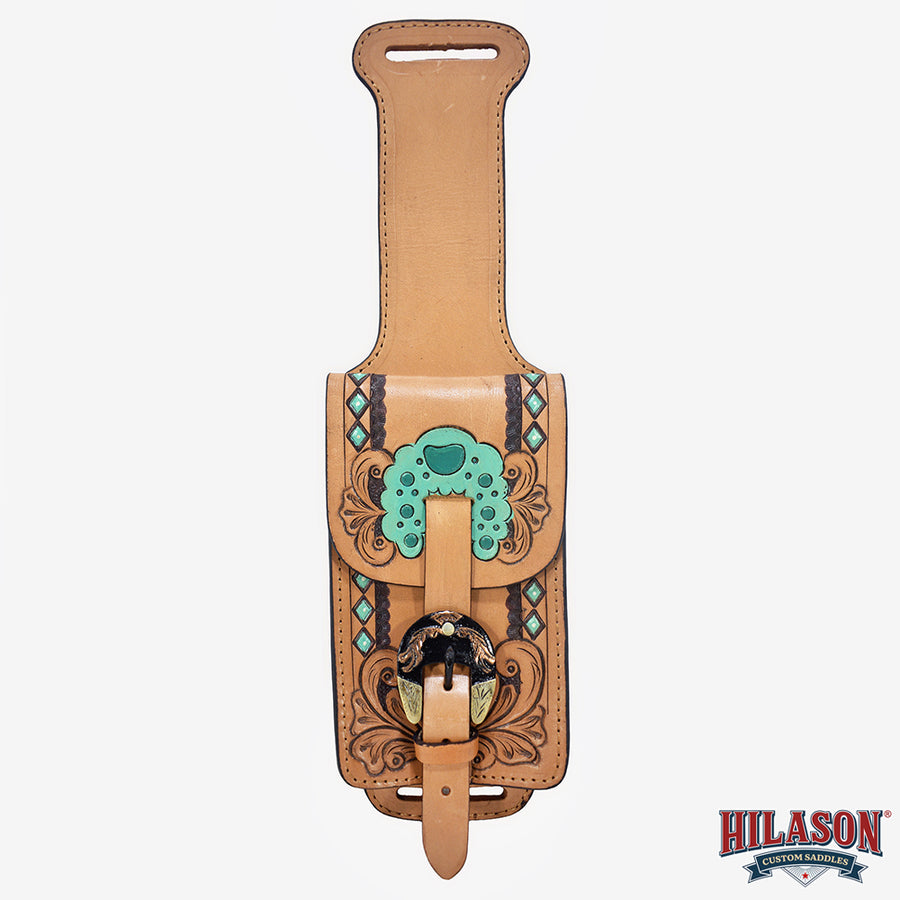 HILASON Leather Floral Hand Carved Stylish Cell Phone Holder Smartphone Case Tan
