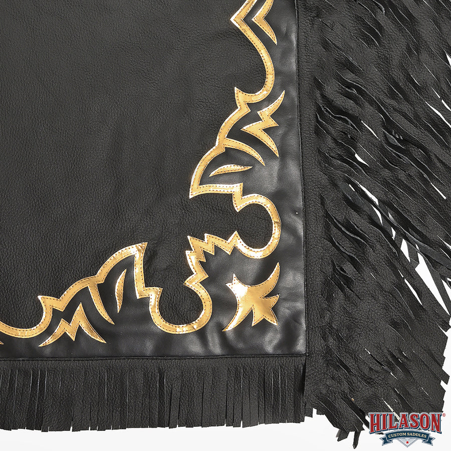 HILASON Pro Rodeo Bull Riding Chaps Genuine Leather Black