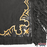 HILASON Pro Rodeo Bull Riding Chaps Genuine Leather Black