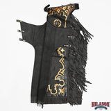 HILASON Pro Rodeo Bull Riding Chaps Genuine Leather Black