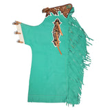 HILASON Pro Rodeo Bull Riding Chaps Genuine Leather Turquoise - Uhorse