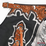 HILASON Pro Rodeo Bull Riding Chaps Genuine Leather Black