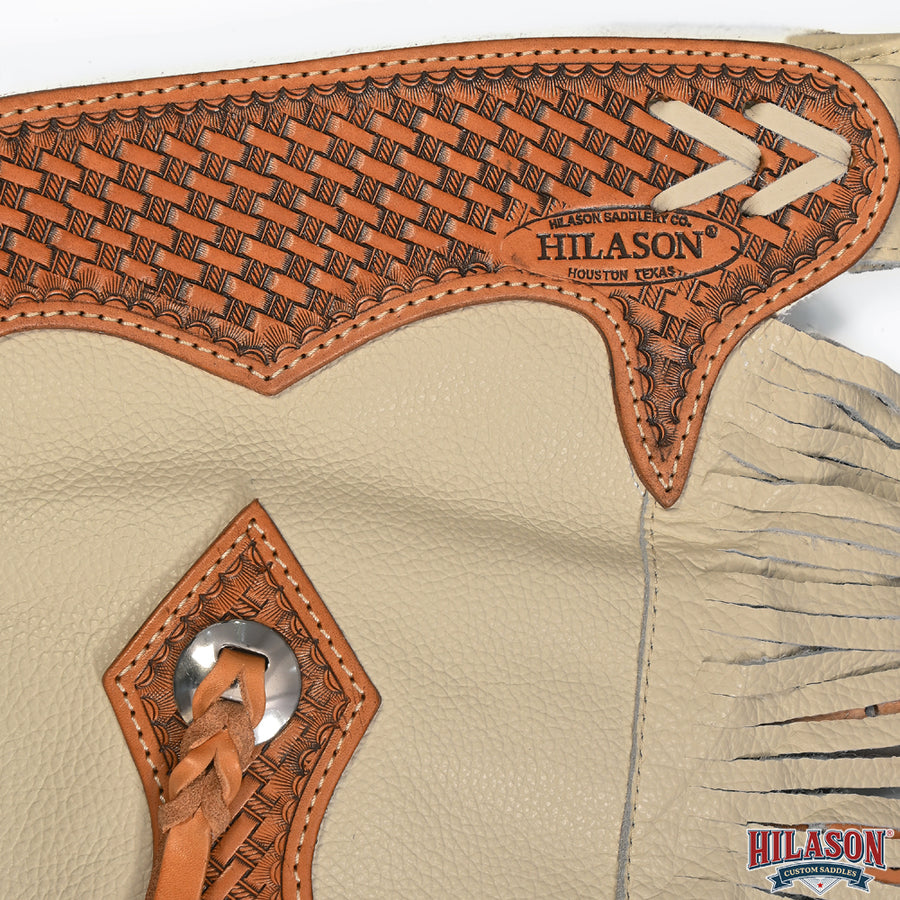 HILASON Bull Riding Chinks Pro Rodeo Western Smooth Leather | Handmade Chaps for Adults Hand Tooled Adult