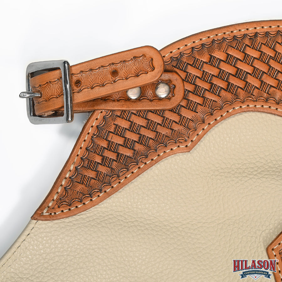 HILASON Bull Riding Chinks Pro Rodeo Western Smooth Leather | Handmade Chaps for Adults Hand Tooled Adult