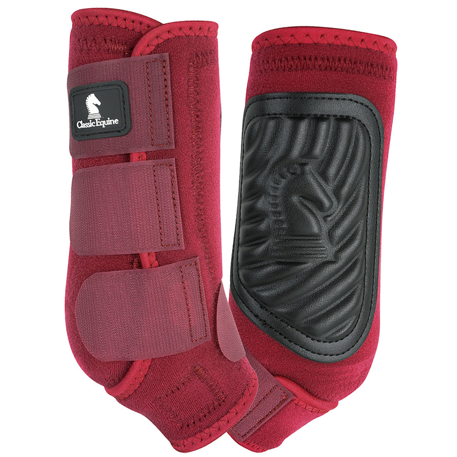 Red fleece horse leg wraps with black padding - Uhorse