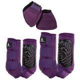 Purple nylon horse leg boots with black gel pads - Uhorse