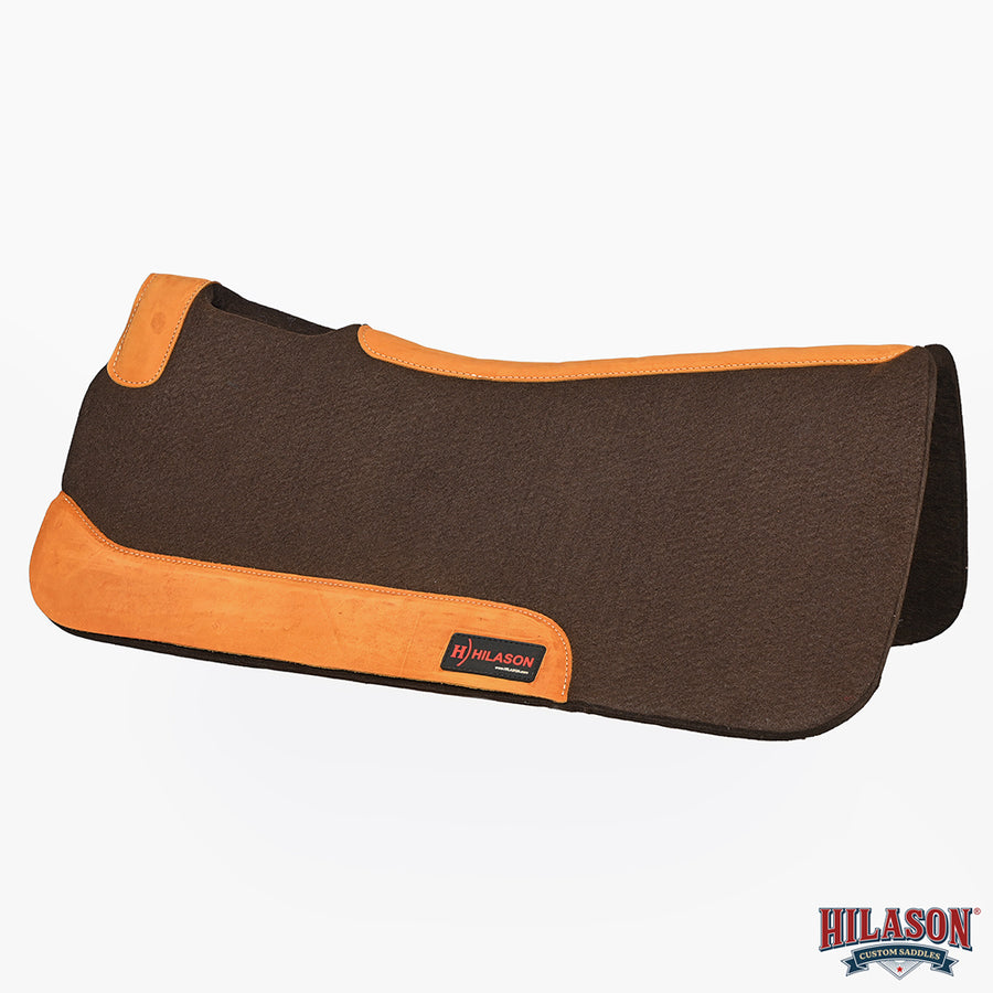 HILASON Western Wool Felt Horse Saddle Pad W/ Distressed Wear Leather | for Horses
