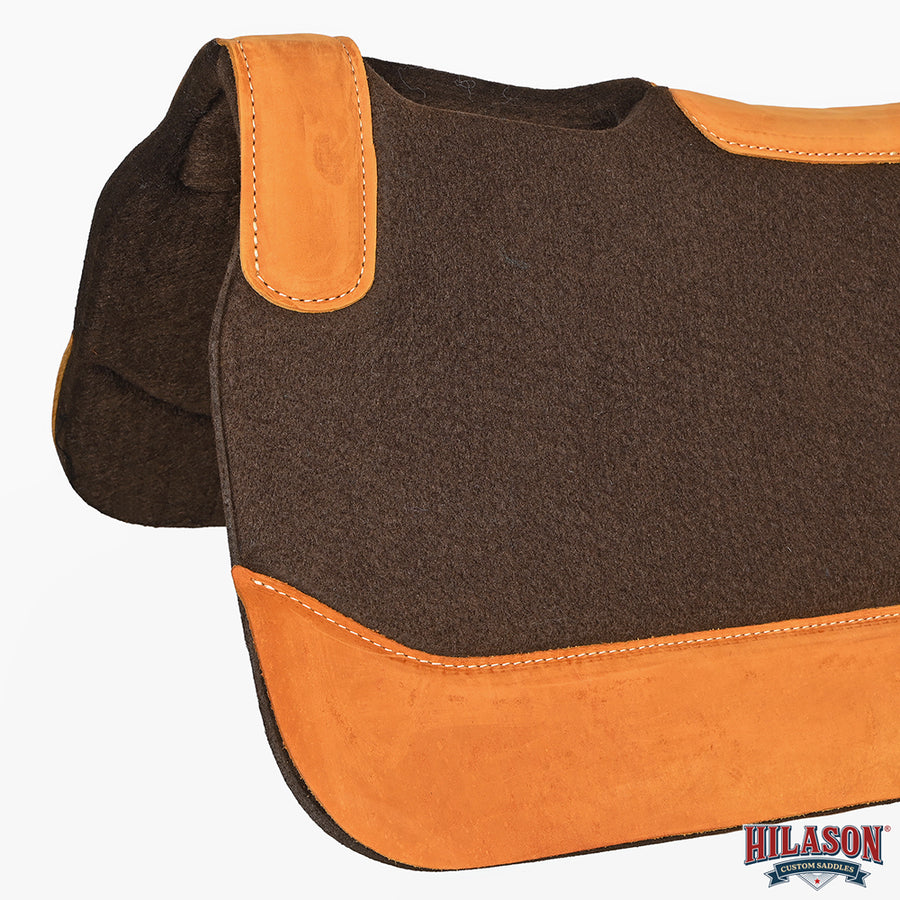 HILASON Western Wool Felt Horse Saddle Pad W/ Distressed Wear Leather | for Horses