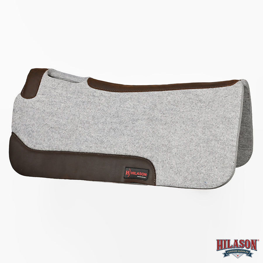 HILASON Western Wool Felt Horse Saddle Pad W/ Distressed Wear Leather | for Horses