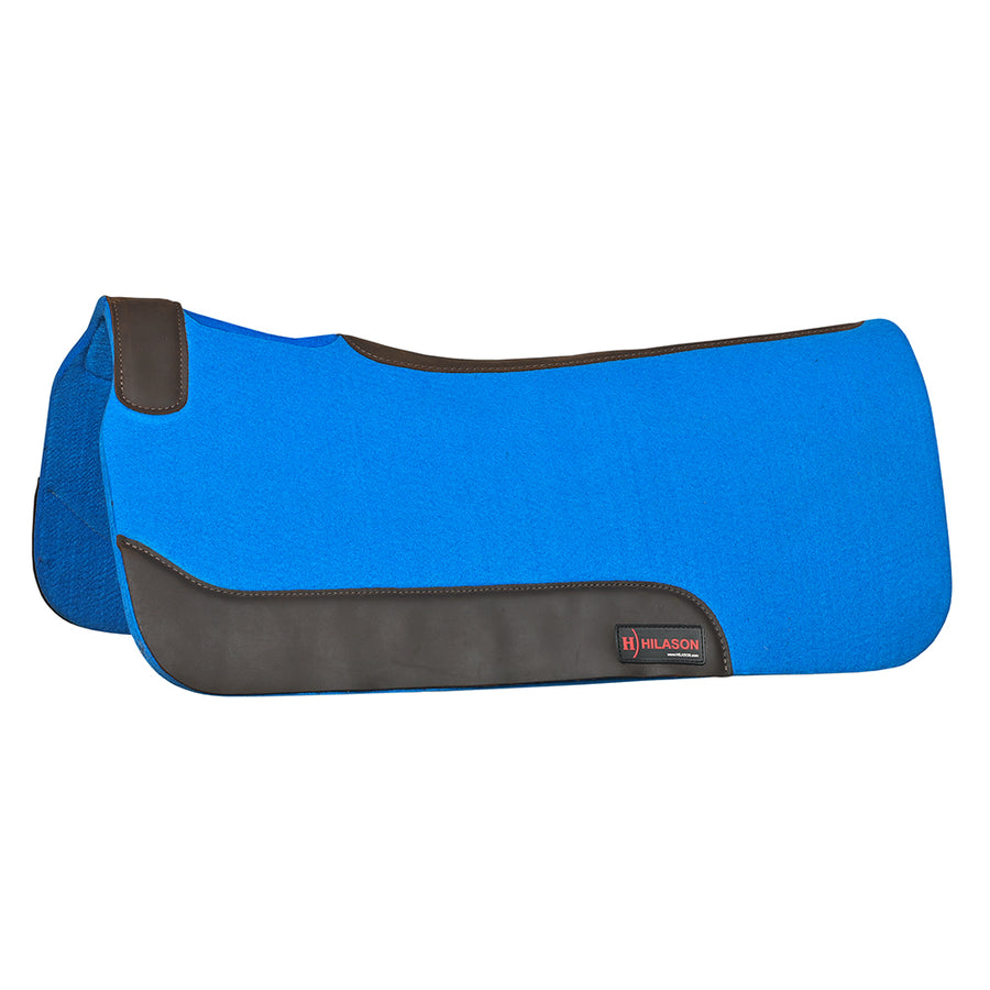Hilason Western Wool Felt Horse Saddle Pad with Leather Border- Royal Blue - Uhorse