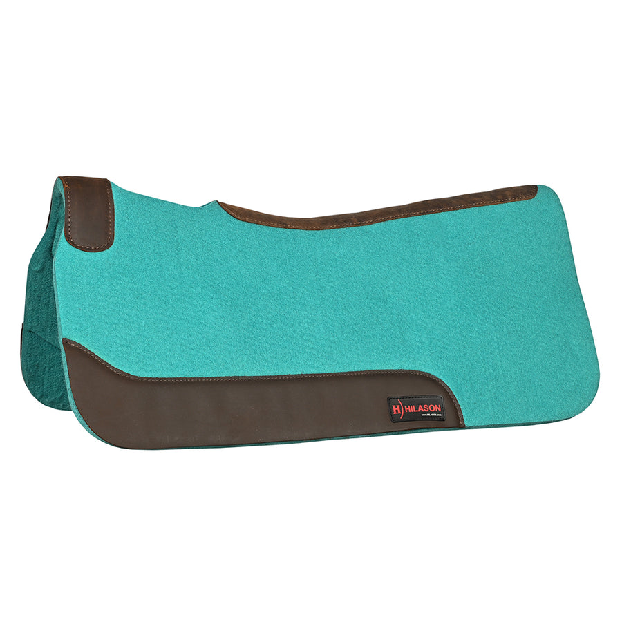 Hilason Western Wool Felt Horse Saddle Pad with Leather Border- Turquoise - Uhorse