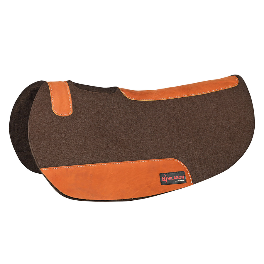 30X32 In Hilason Western Brown Felt Horse Saddle Pad with Croc Leather Border - Uhorse