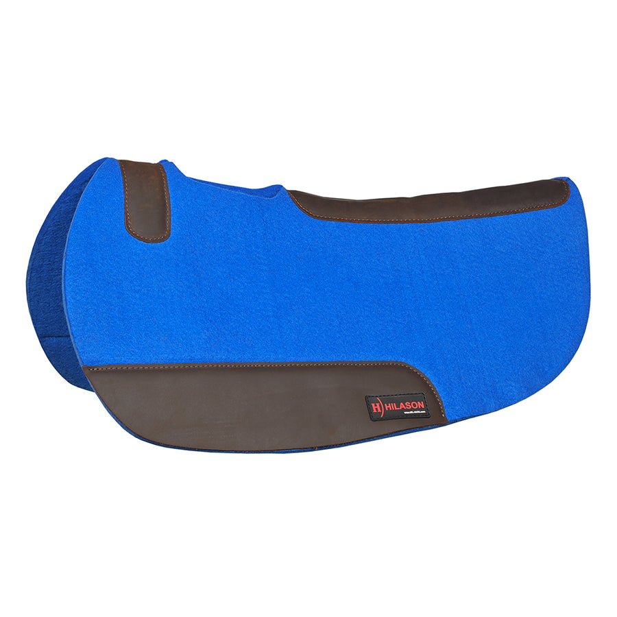 30X32 In Hilason Western Royal Blue Felt Horse Saddle Pad with Croc Leather Border - Uhorse