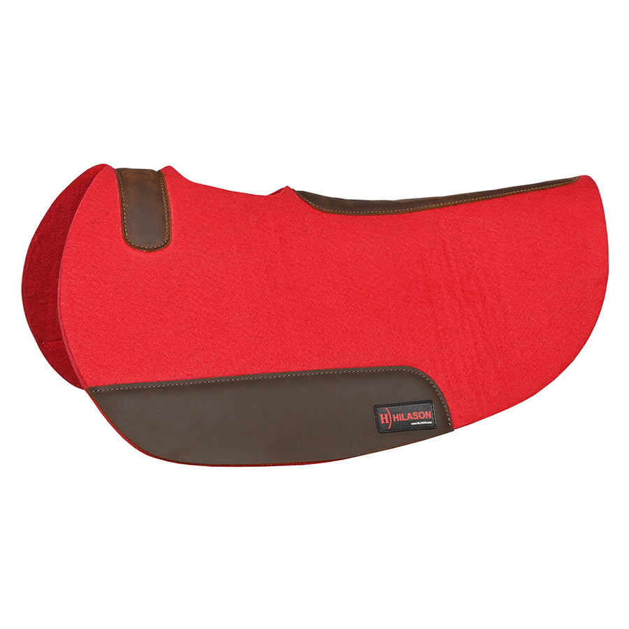 30X32 In Hilason Western Red Felt Horse Saddle Pad with Croc Leather Border - Uhorse