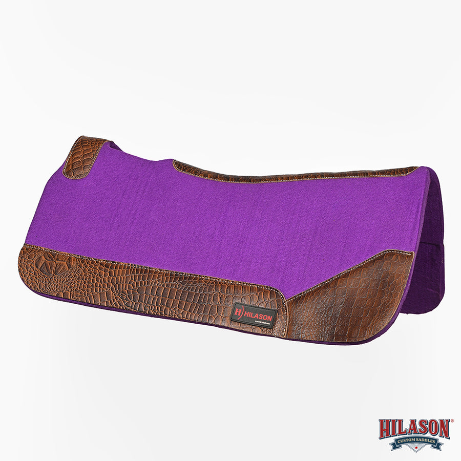 HILASON Western Wool Felt Horse Saddle Pad W/ Distressed Wear Leather | for Horses