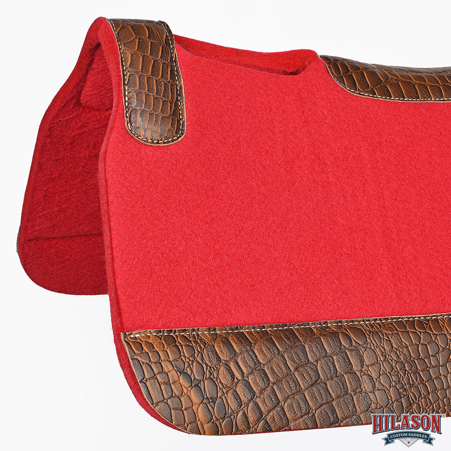 HILASON Western Wool Felt Horse Saddle Pad W/ Distressed Wear Leather | for Horses