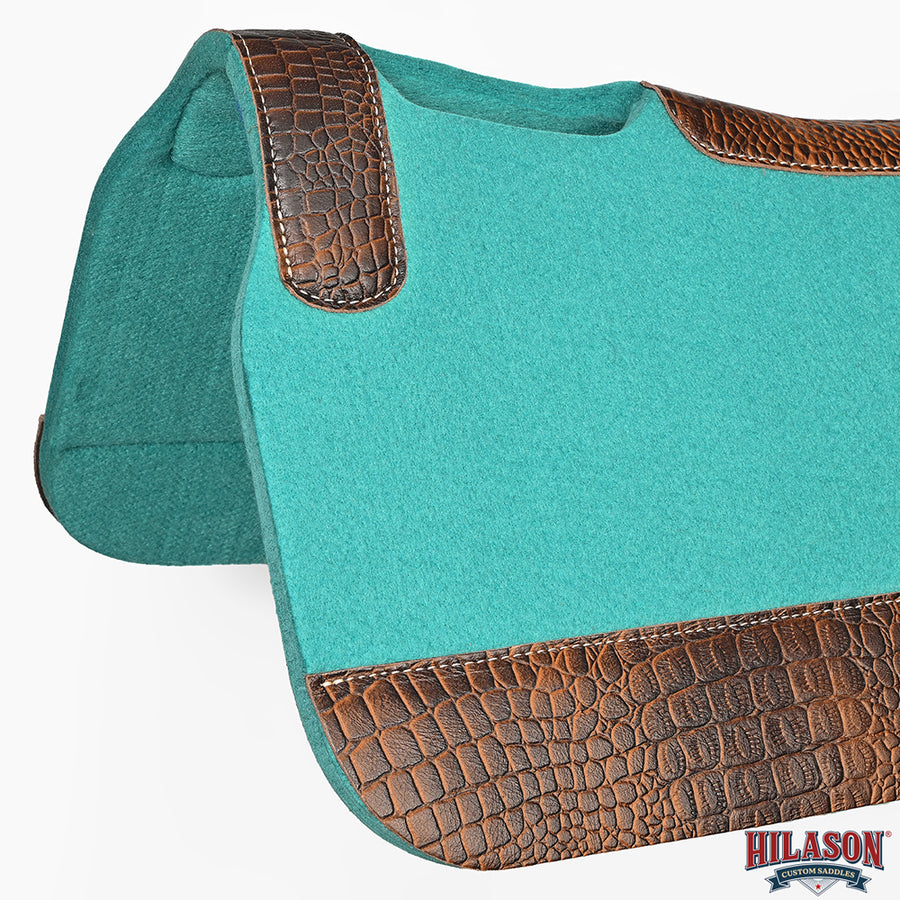 HILASON Western Wool Felt Horse Saddle Pad W/ Distressed Wear Leather | for Horses