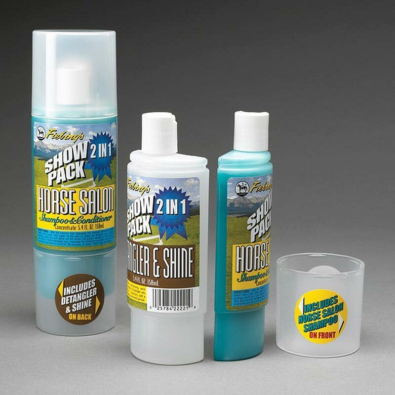 Horse grooming shampoo and conditioner set, turquoise and white bottles - Uhorse