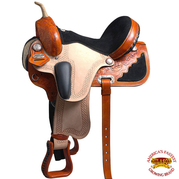Hilason Flex Tree Western Horse Saddle American Leather Trail Barrel Racing By - Uhorse