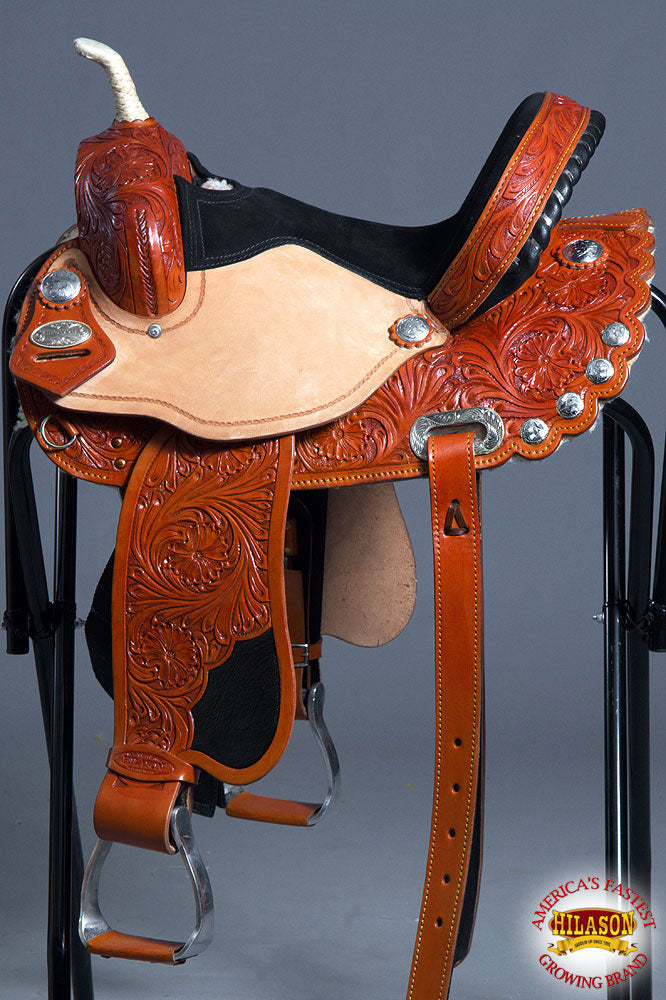 HILASON Western Horse Saddle American Leather Flex Trail Barrel Tack | American Saddle Horse | Leather Saddle | Western Saddle | Saddle for Horses | Horse Saddle Western