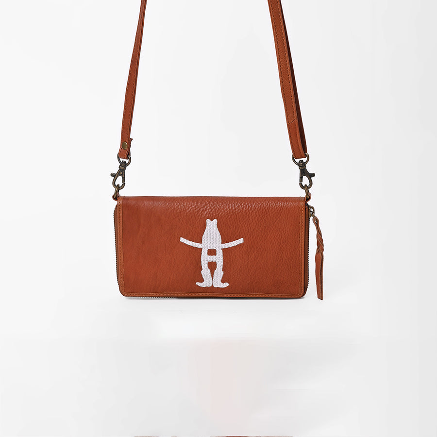 Frontier Rodeo Genuine Leather White Embroidered Organizer Bag | Houston Livestock Show and Rodeo