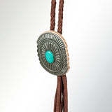 American Darling Braided Genuine Leather Jewelry Necklace with Concho