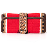 American Darling Jewelry Case for Women - Hair-On Cowhide, Hand Tooled Floral Carved Leather & Buck Stitched Travel Organizer