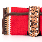 American Darling Jewelry Case for Women - Hair-On Cowhide, Hand Tooled Floral Carved Leather & Buck Stitched Travel Organizer