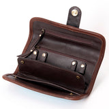 American Darling Jewelry Case for Women - Hair-On Cowhide, Hand Tooled Floral Carved Leather & Buck Stitched Travel Organizer