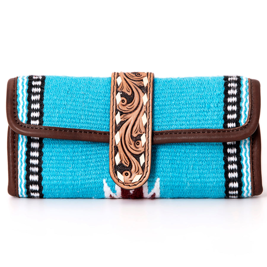American Darling Jewelry Case for Women - Hair-On Cowhide, Hand Tooled Floral Carved Leather & Buck Stitched Travel Organizer
