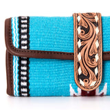 American Darling Jewelry Case for Women - Hair-On Cowhide, Hand Tooled Floral Carved Leather & Buck Stitched Travel Organizer