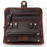 American Darling Jewelry Case for Women - Hair-On Cowhide, Hand Tooled Floral Carved Leather & Buck Stitched Travel Organizer