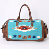 American Darling Duffel Bag Hand Woven Saddle Blanket Genuine Leather Western Travel Bag with YKK Zipper
